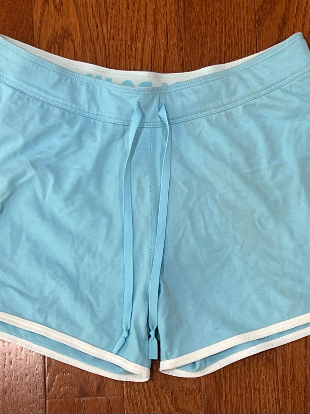 Nike Light Blue Athletic Drawstring Shorts with White Trim
